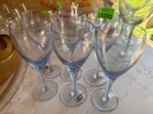 Set of 6 Mikasa blue tinted wine glasses