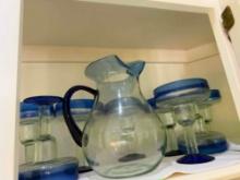 Glass dishes, cups and pitcher