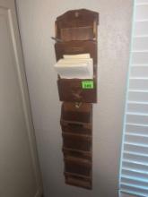 Wood wall letter rack