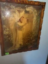 Framed picture and candles