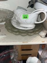 Serving trays and creamer bowl