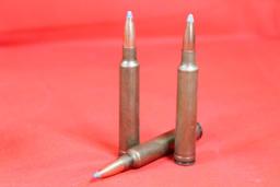 Three plastic boxes of Weatherby 300 Mag. JSP. Two full and one partial. Count 46 and 3 fired cases.