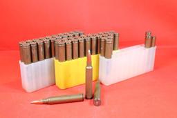 Three plastic boxes of Weatherby 300 Mag. JSP. Two full and one partial. Count 46 and 3 fired cases.