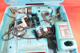 Makita cordless drill 14.4V with two batteries, and charger in hard case
