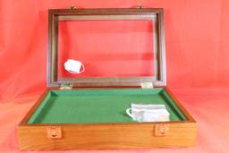 One glass front wood display case 14"X 9 1/2", felt lined
