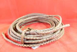 One hand braided rawhide riata rope, came out of private collection in Montana. Rare because of its