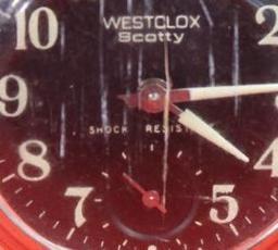 Westclox "Scotty" pocket watch, also known as a "Dollar Watch", scratches on front, works