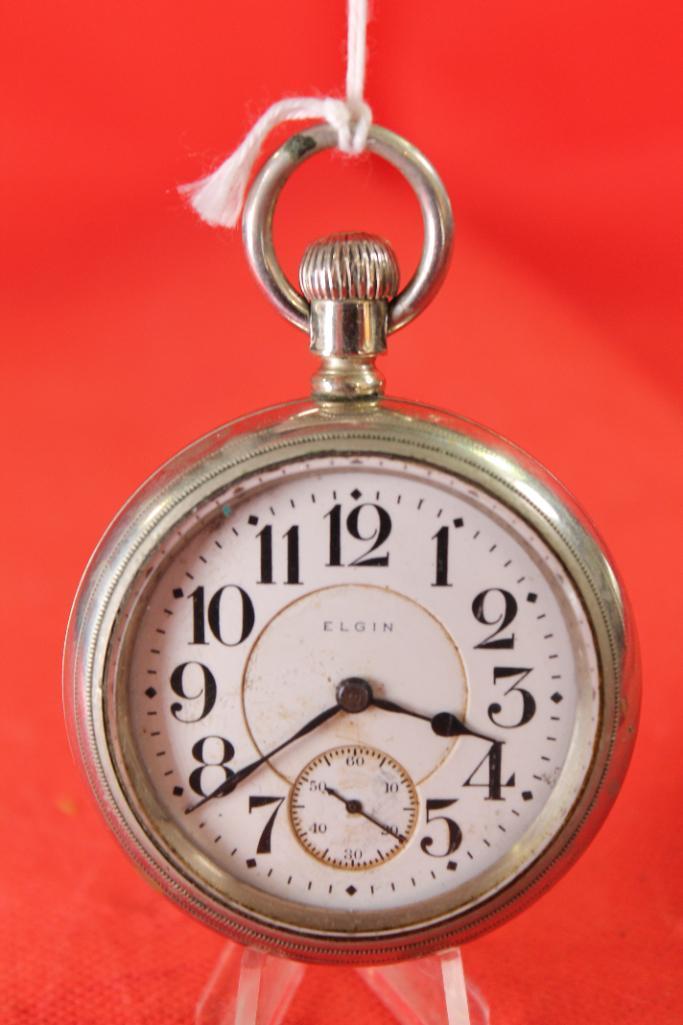 Elgin open face pocket watch, estimated production date 1909, size 18, 19 jewels. Serial # 13922351