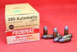 Two boxes of 380 Auto. 95 gr FMJ. New. Count 100.