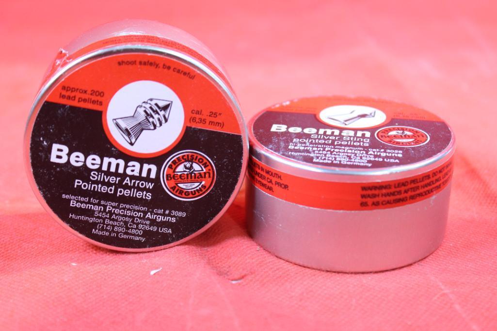 Two cans of Beeman 25 cal pellets. New.