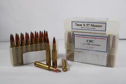 Two plastic ammo boxes of Conley Precision Cartridge Company 7MM X 57 Mauser Ammo, 160 gr Nosler