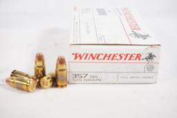One box of Winchester 357 Sig 125gr FMJ, 50 count and one bag of 357 mag, 6 count