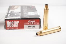 One box of Nosler 7mm STW fired brass, 20 count