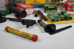 Box containing 4 boxes of .50 cal bullets, .50 cal Mag sabots, and other muzzleloader items
