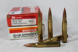 Two boxes of 30-06. One Hornady 150 gr SST and one Winchester 180 gr PSP. Count 40.