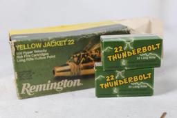 Six boxes of Remington 22LR Yellow Jackets and two boxes of Remington Thunderbolt 22 LR.