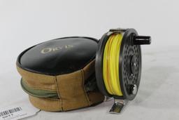 Orvis Battenkill 5/6 fly reel with fly line in zippered case. Used.