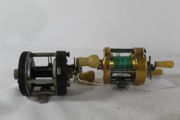 Two level wind baitcasting reels. One PENN 910 and Ambassadeur 5000C. Used.