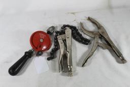 One hand drill and two vise grips. Used.