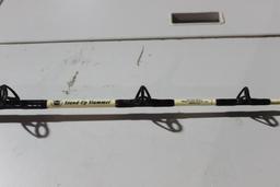 One PENN stand-up slammer 5 ft 6" deep sea bait fishing rod and Penn bolt on bait reel. Used. Will