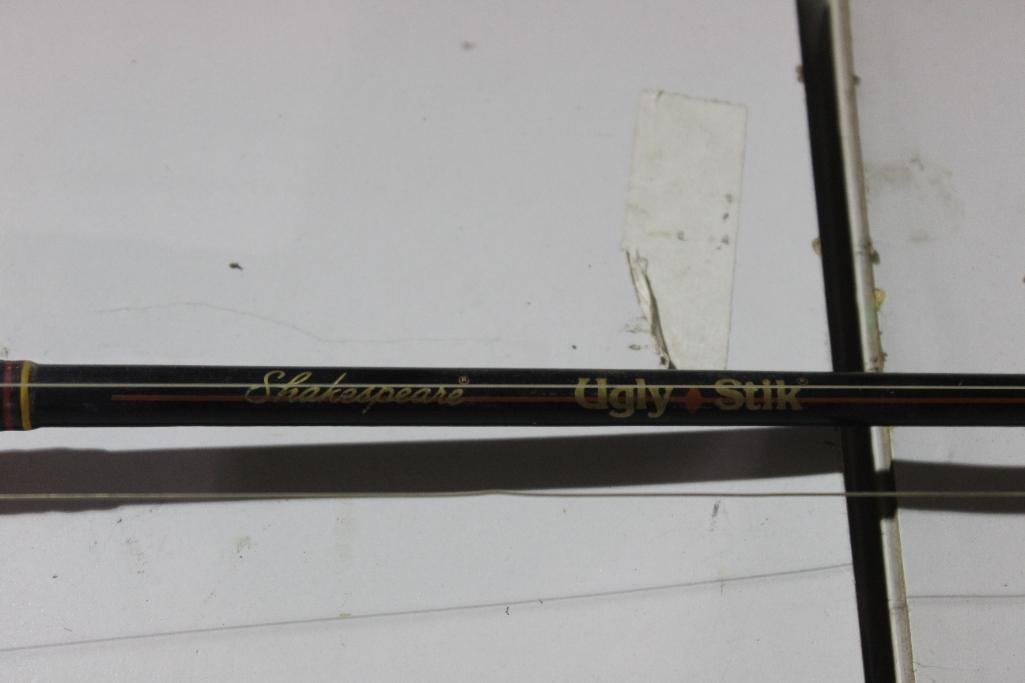 One Shakespeare 7ft Ugly-Stik, bait casting rod and a Ambassadeur 7000 reel. Used. Will not ship,