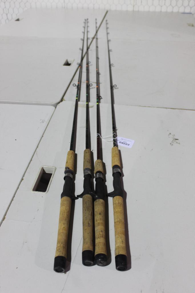 Four freshwater bait casting rods. Used. Will not ship, pick-up only.