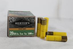 One box of Herter's 3" 20 ga #2 steel shot. Count 25.