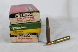 Three boxes of 270 Win. One Remington 150 gr SP, count 20 and two Federal 150 gr SP Hi-Shok, count