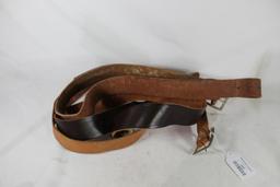 Three leather ammo belts. No holsters. Used.