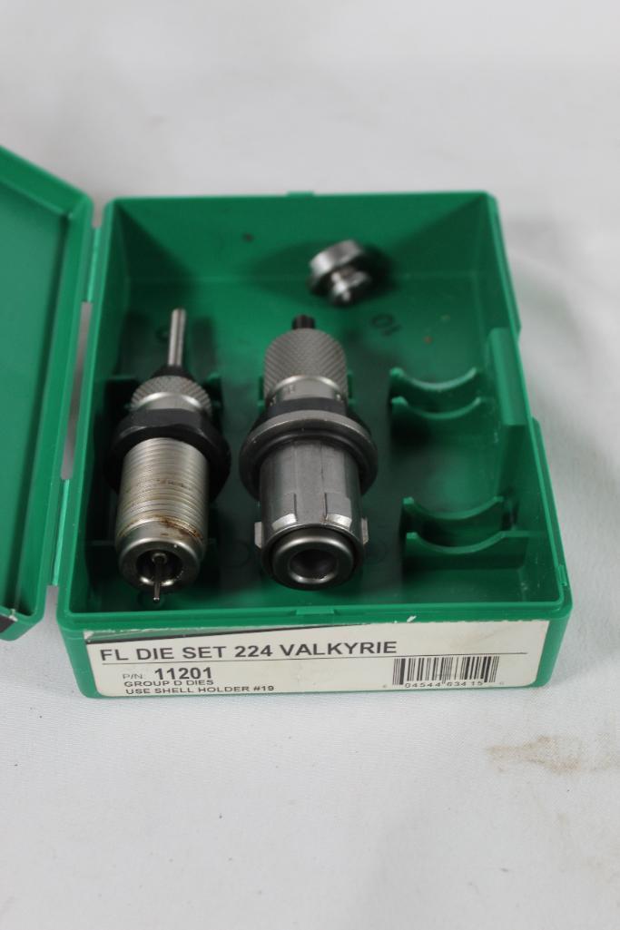 One RCBS FL 2 die set for 224 Valkyrie with shell holder. Used in very good condition.