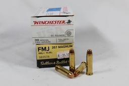 One box, 50 rounds of Winchester .38 Spl 130 gr FMJ. Also 19 rounds of Sellier & Bellot .357 Magnum