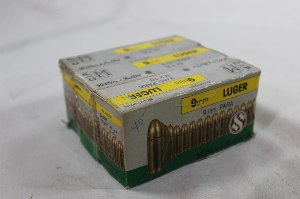 Three boxes of Sellier and Bellot 9MM luger 115 gr, 150 count
