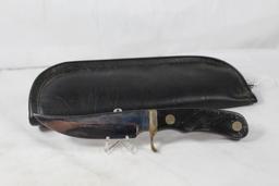 Custom fixed blade 41/2" sheath knife in zippered case. No sheath.
