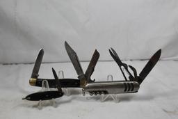 Three knives. Schrade LImited edition "Grandad's Old Timer" Stockman with 2.75 inch main blade. Saw