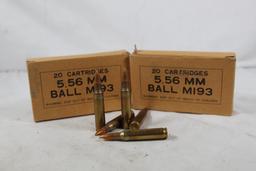 Two boxes of PMC 5.56 Ball M193. Count 40.