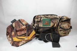 One camo Mad Dog accessories belt and one camo bag.