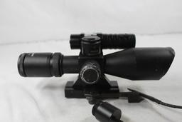 LED Sniper 2.5-10x40 with laser rangefinder post and crosshair rifle scope. Used in box.