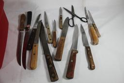 Miscellaneous kitchen knives. Used.