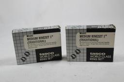 Two Tasco ring sets for Redfield and Leupold bases. In boxes.