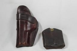 Kramer leather holster and double magazine holder. Used.