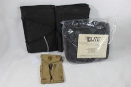 One Wilson Combat nylon bag, one military double magazine holder and two T.A.B. gear fold-up 40