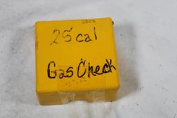 Yellow box of 25 cal gas checks.