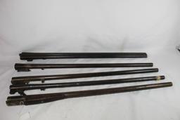 Four single shot shotgun barrels and one double barrel SS. Used.