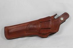 One leather Hunter right handed snap revolver 5" holster. Used.