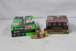 Two boxes of 380 auto. One SinterFire 75 gr JFN and One Federal 90 gr Hydra-Shok HP. New, count 70.