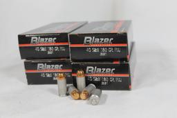 Four boxes of Speer Blazer 40 S&W 180gr FMJ. Count 200.