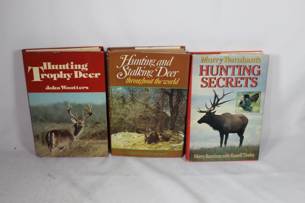 Three hardcover books. Hunting Trophy Deer, Hunting and Stalking Deer, First U.S. edition and