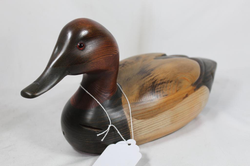 Wood duck decoy of a Redhead drake, by Tom Taber.