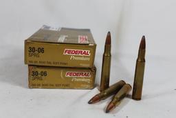 Two boxes of Federal Premium 30-06, 165 gr BTSP. New, count 40.