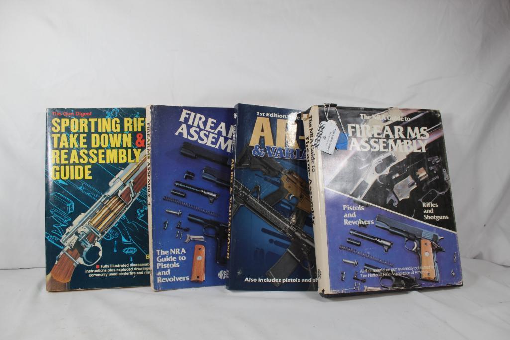 Four books on firearms assembly and parts and components.